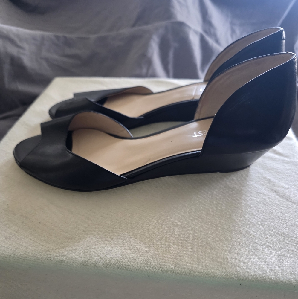 Nine West Black Wedge Sandals